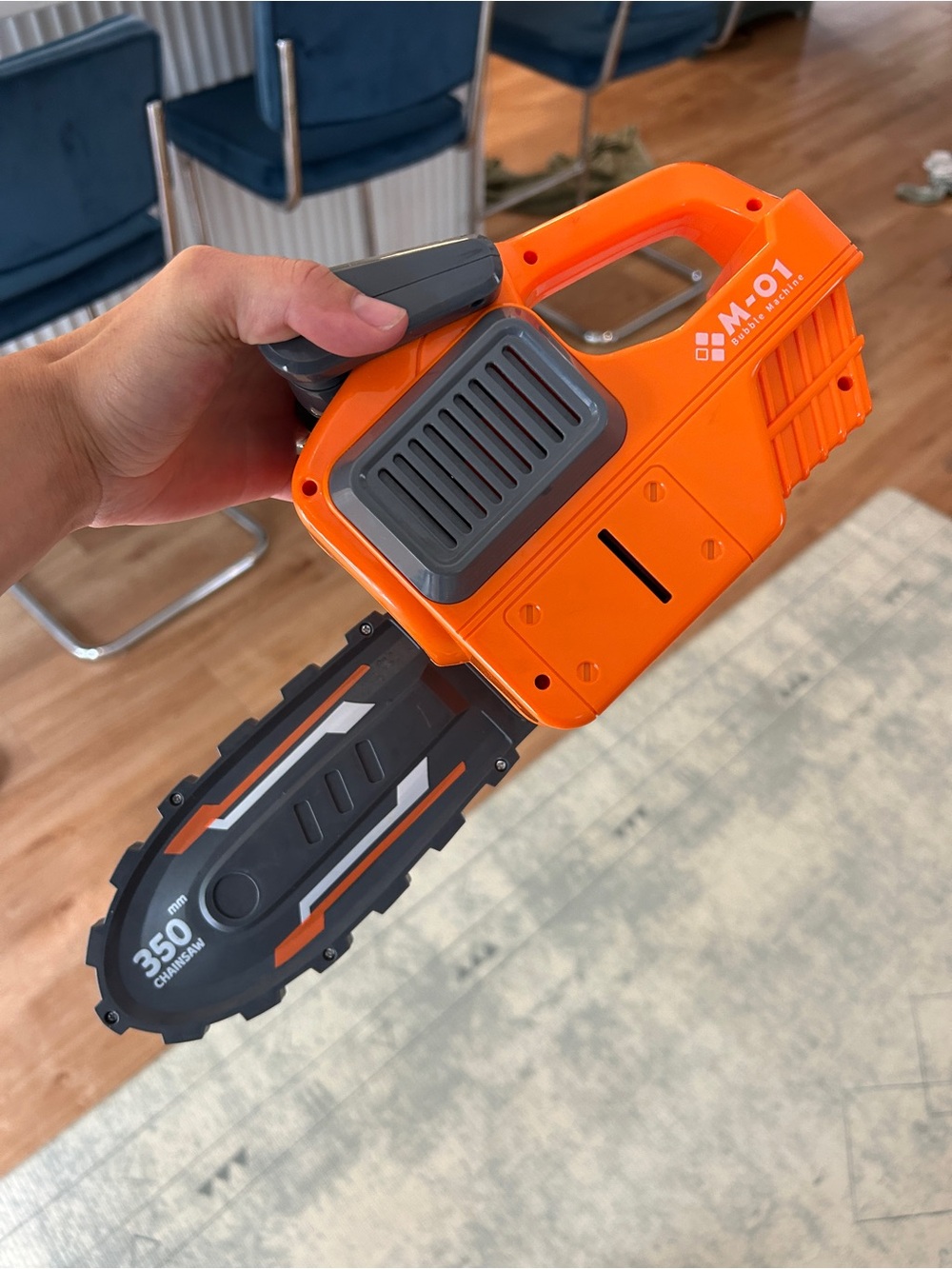 Orange & Gray Toy Chainsaw bubble machine - M-01